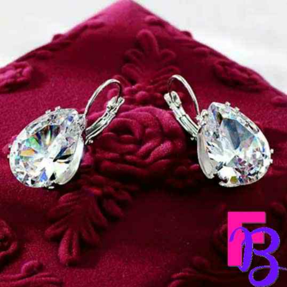 LARGE Stunning CZ Tear Drop Earrings